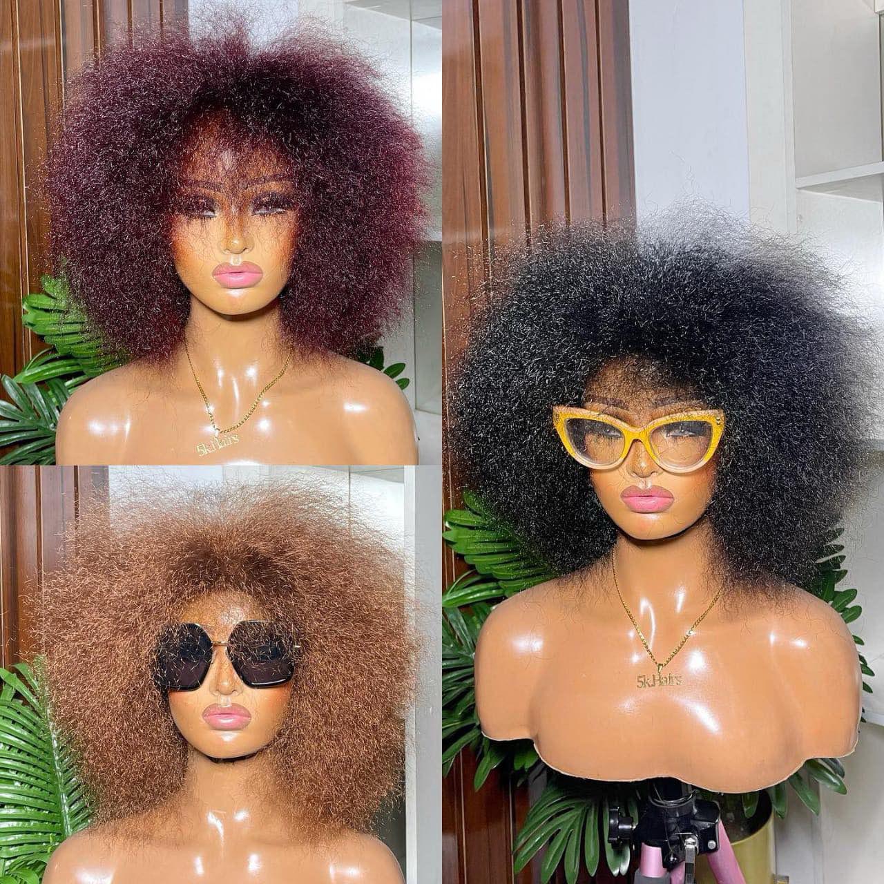 100 human hair Afro fringe black