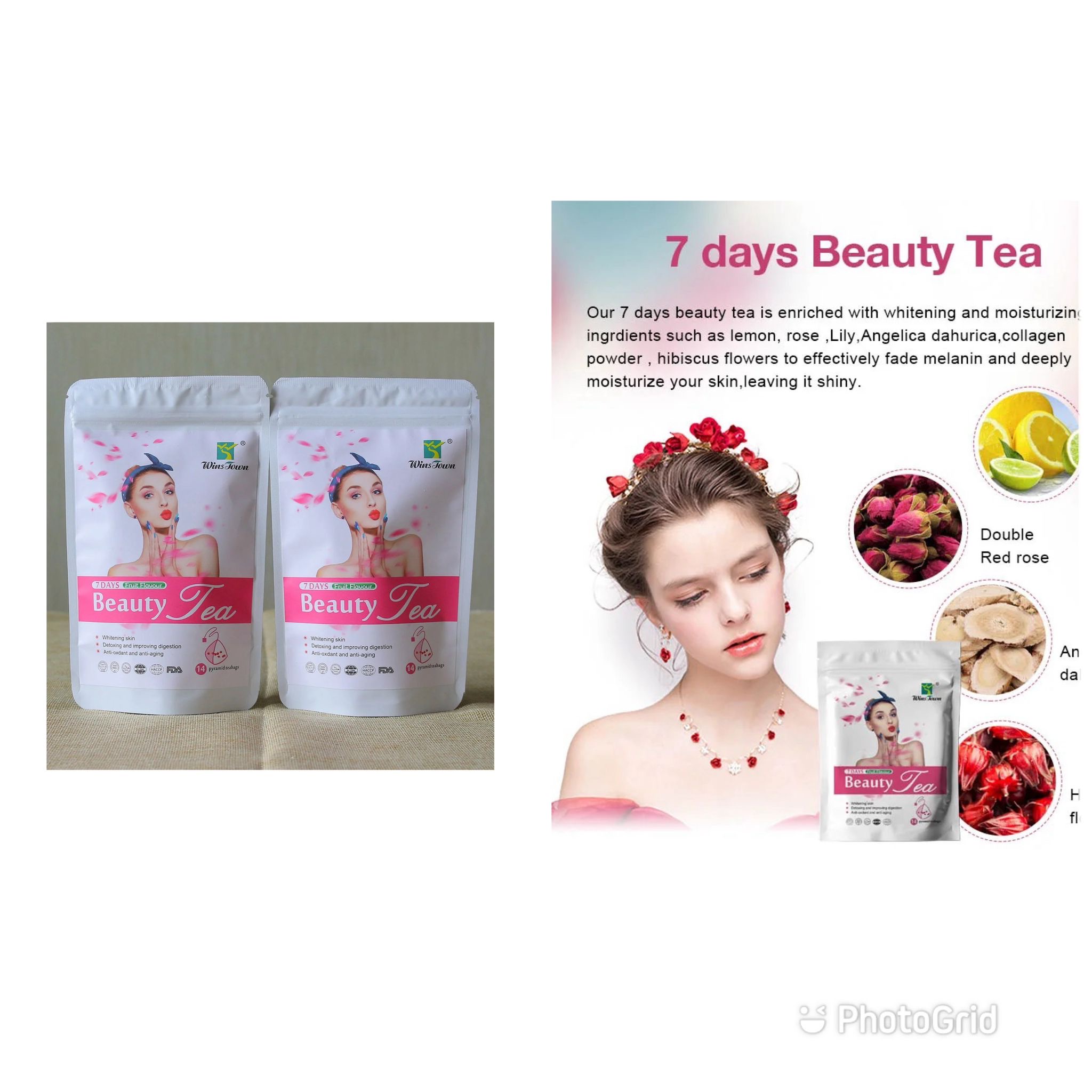 7 days skin whitening tea Chinese herbal beauty tea. 