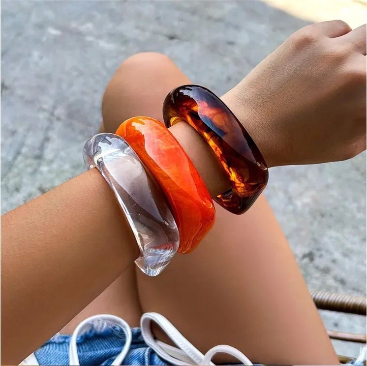 Irregular big transparent acrylic bangles for women. One piece