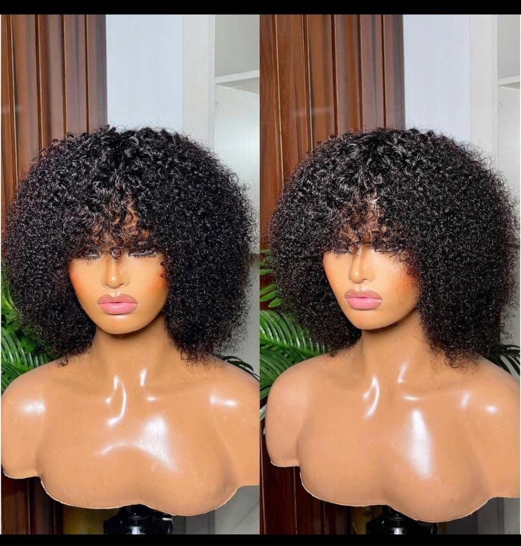 70 human hair fringe black curly