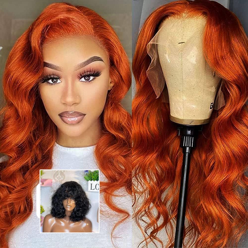 100 human hair full frontal body wave orange color 30 inch